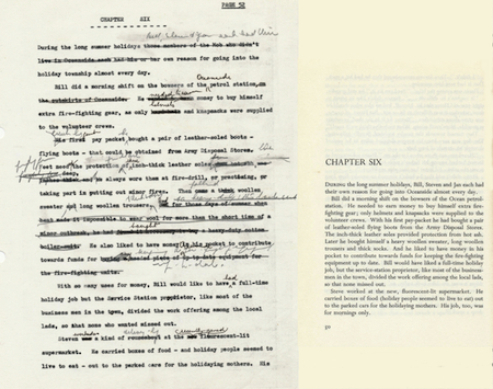 Wildfire - scan of same page of original manuscript and published book.